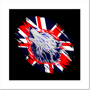 English wolf UK union jack Great Britain t-shirt Posters and Art